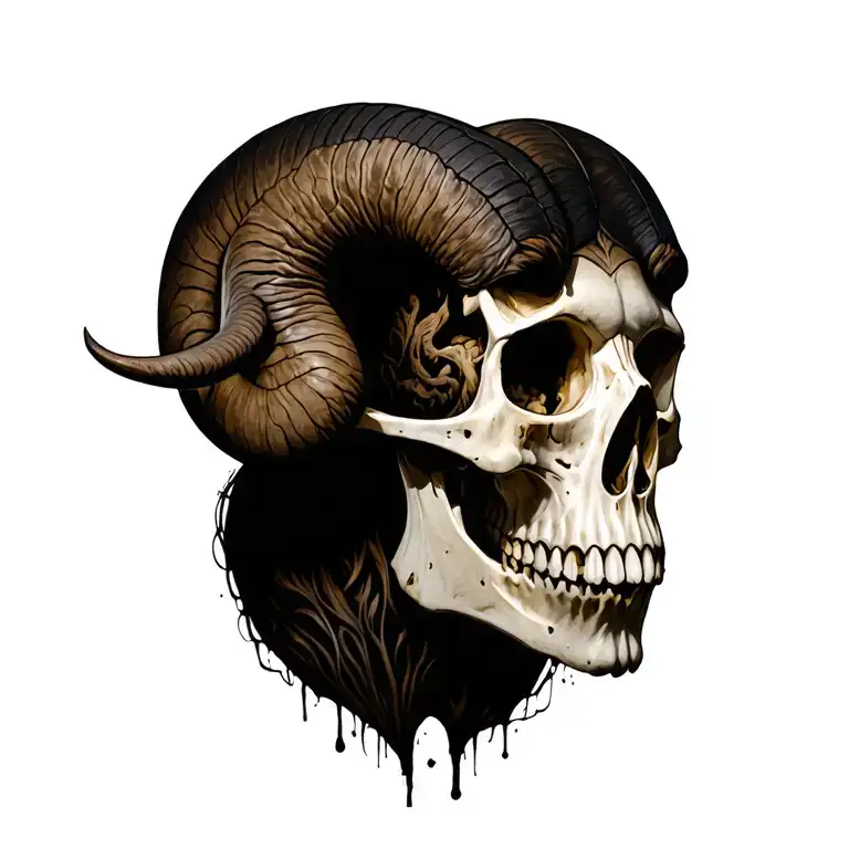 aries skull tattoo design idea