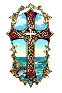 cornish celtic cross, kernow flag, cliffs tattoo design idea