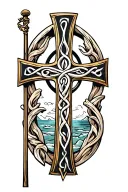 cornish celtic cross, kernow flag, cliffs tattoo design idea