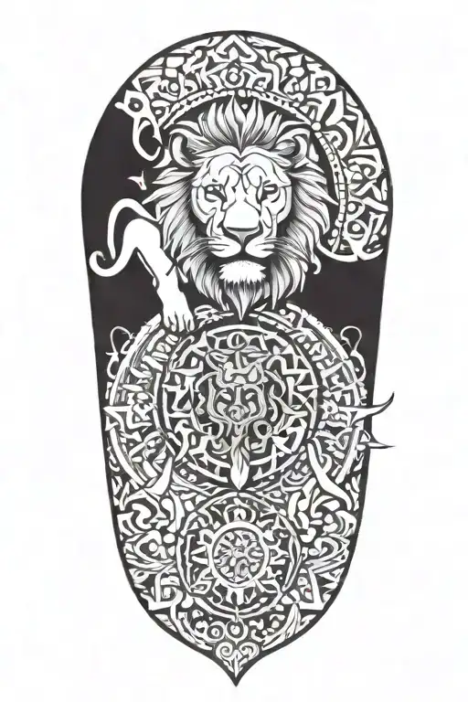 Mandala with Lion cancer and Bull  tattoo design idea