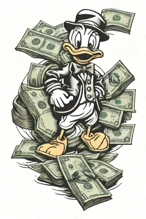 donald duck money realistic tattoo tattoo design idea