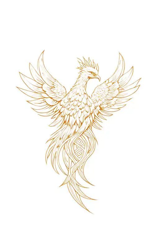 delicate phoenix with celtic style tattoo design idea