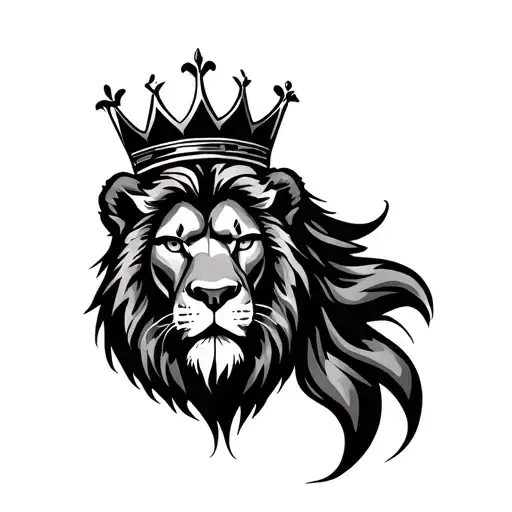 Crowned Lion Face tattoo design idea