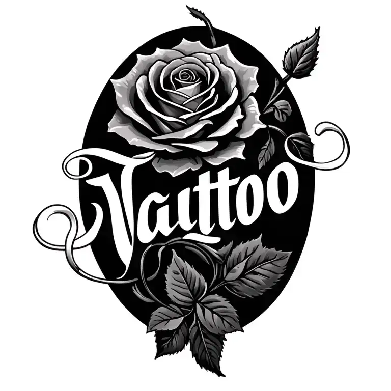 rose vine music name tattoo design idea