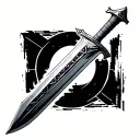Brutalist Flamberg Sword with circular pommel tattoo design idea