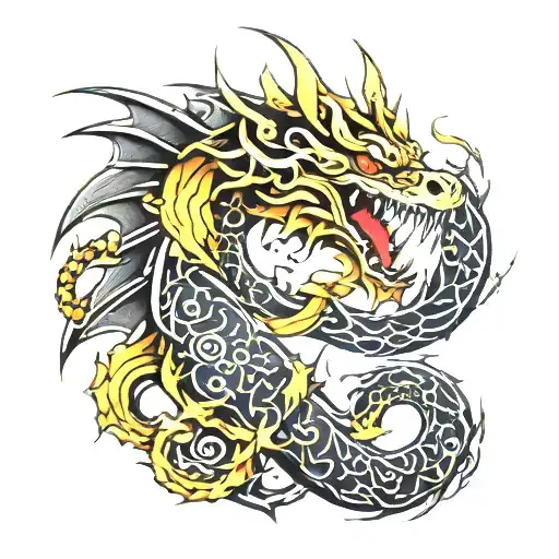 tribal dragon wrapped tattoo design idea