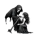 grim reaper taking a cute girl tattoo design idea