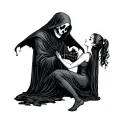 grim reaper taking a cute girl tattoo design idea