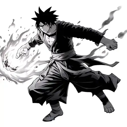 Sasuke using fireball jutsu tattoo design idea