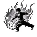 Sasuke using fireball jutsu tattoo design idea