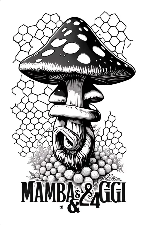 "RIP Mamba&Gigi 8–>24" khanda, nature, mushrooms, honeycomb, music, china related image, MJ, bruce lee, bret hart, beavis&butthead & south park tattoo design idea