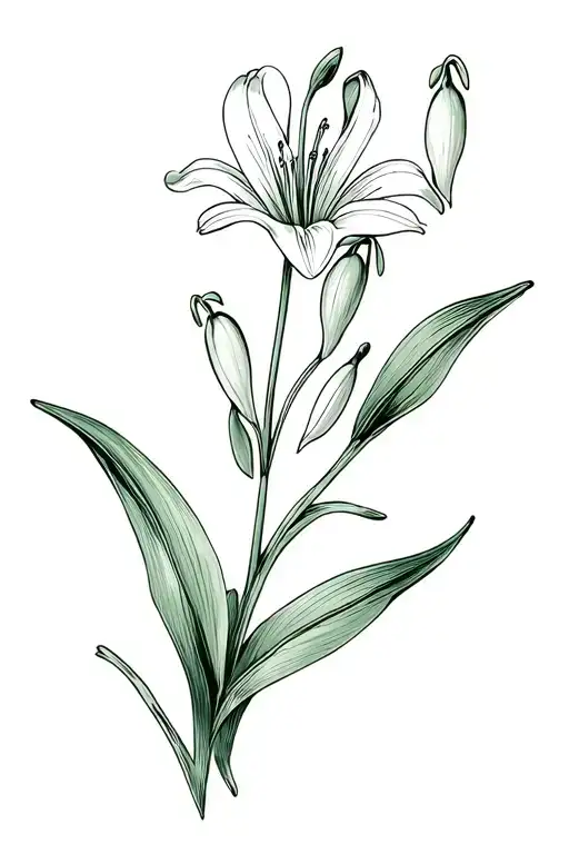 lily of they valley (they are bell shaped flowers). include the following date: 17.05.2026 tattoo design idea