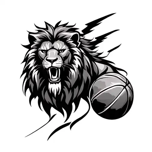 Gladiator basketball lion tattoo design idea