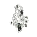 honey comb with bees street style tattoo tattoo design idea