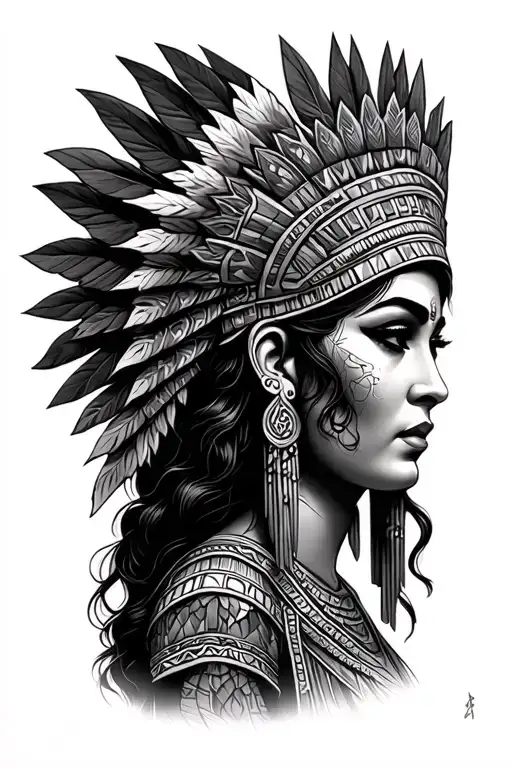 "And if I live 100 years, 100 years p" Aztec Princess tattoo design idea