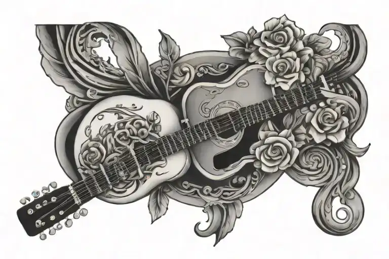 guitar father memorial  tattoo design idea