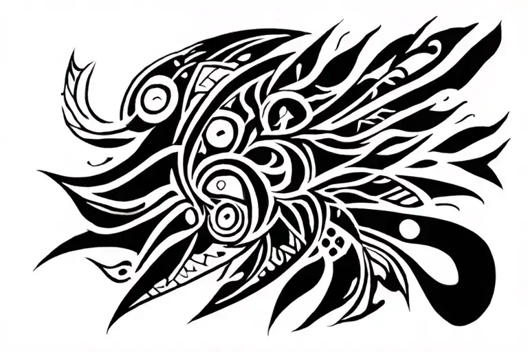 line tribal for throat surrounded tattoo design idea