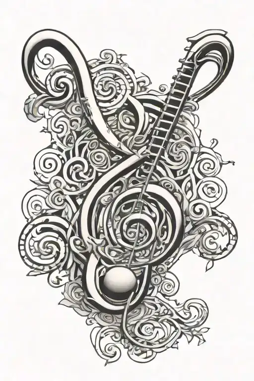 treble clef in avenged sevenfold style tattoo design idea