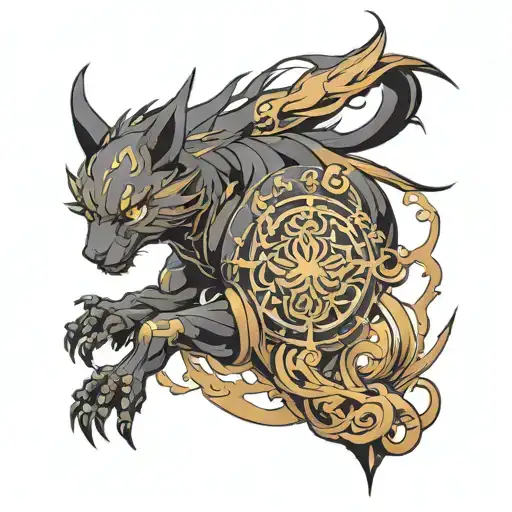 solo leveling anime yin tattoo design idea