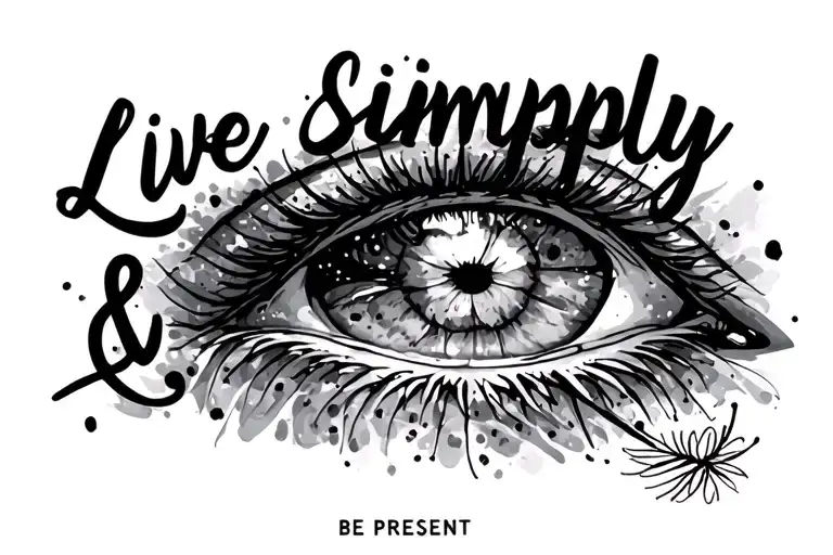 i want a abstract approach to the saying "live simply & be present" tattoo design idea