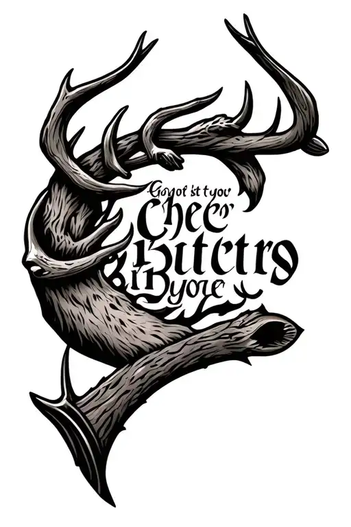 bow hunting tattoo design with a biblical quote intertwined tattoo design idea