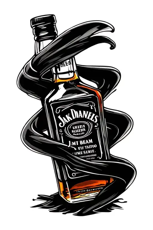 Jack Daniels bottle wrapped around a Jim beam bottle  tattoo design idea
