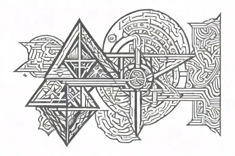 plow and river and number 41 logos incorporated tattoo design idea