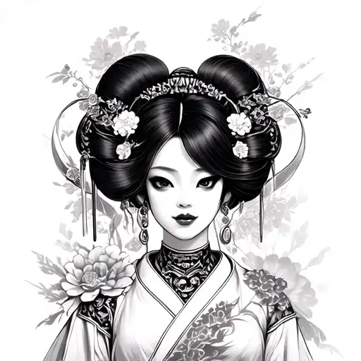 Geisha robo girl tattoo design idea