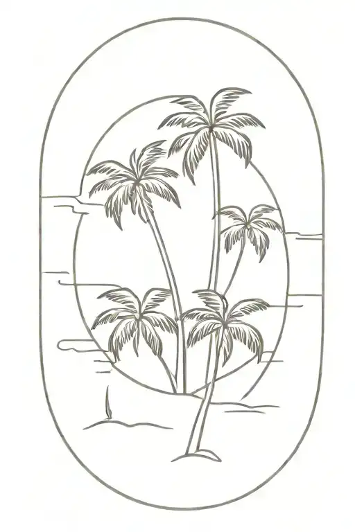 beach palm surf sun tattoo design idea