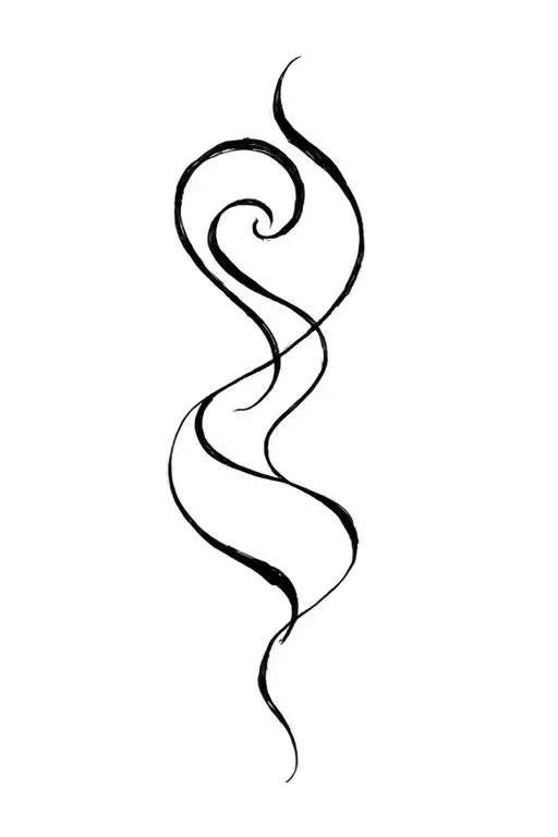 minimalist heart fine black line with a whirlwind tattoo design idea