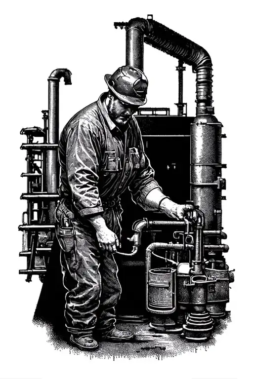 oil factory worker tattoo design idea