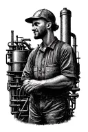 oil factory worker tattoo design idea