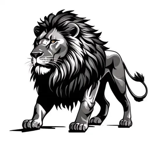 Lion with Arab warrior tattoo design idea