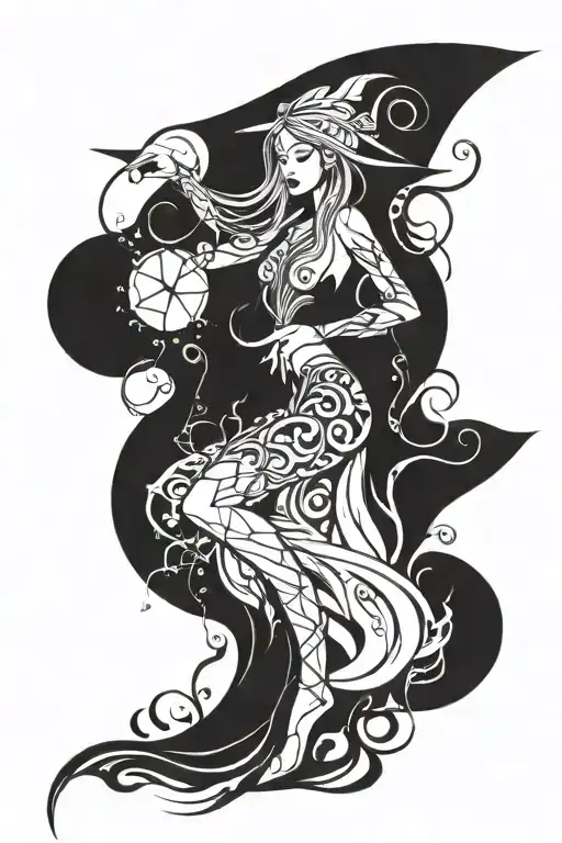 Crystal witch fairy tattoo design idea