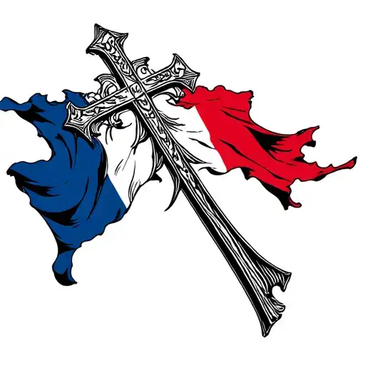 Cross of Lorraine and Flag of France tattoo design idea