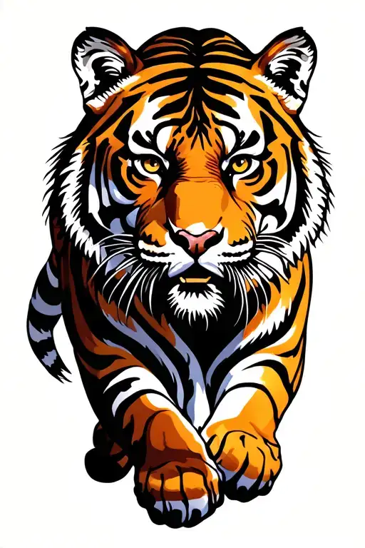 tiger walking tattoo design idea