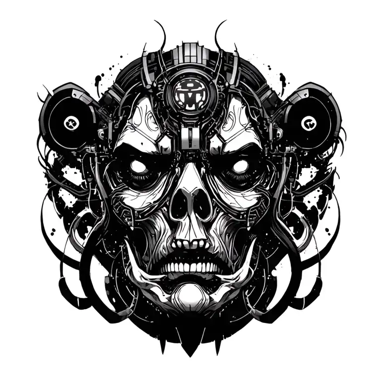 sandevistan from cyberpunk 2077 cyberware symetrical tattoo design idea