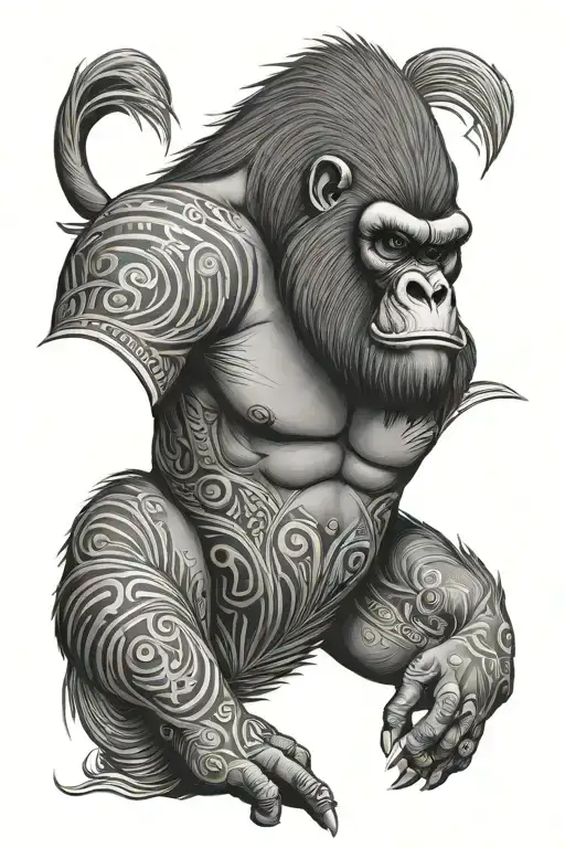 polynesian tattoo gorilla face tattoo design idea