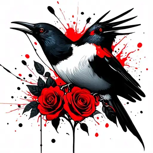 swallow with roses intertwined tattoo design idea