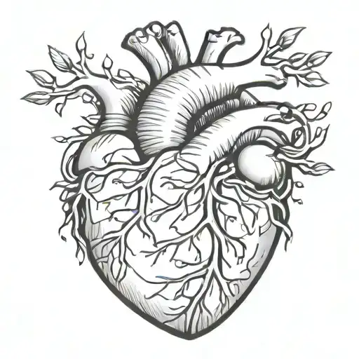 Anatomical heart tattoo design idea