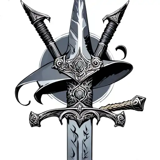 One Peice Mihawk Sword with 2002 tattoo design idea