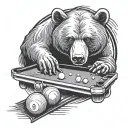 bear playing billiard ball tattoo design idea