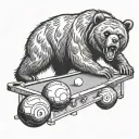 bear playing billiard ball tattoo design idea