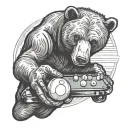 bear playing billiard ball tattoo design idea