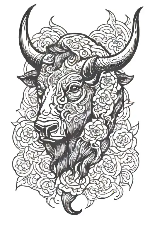 buffalo head tattoo design idea