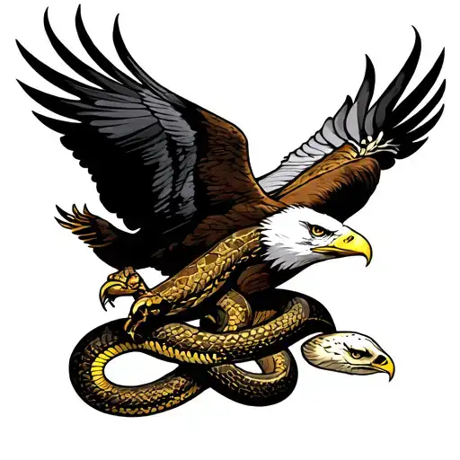 eagle fighting a snake tattoo design idea