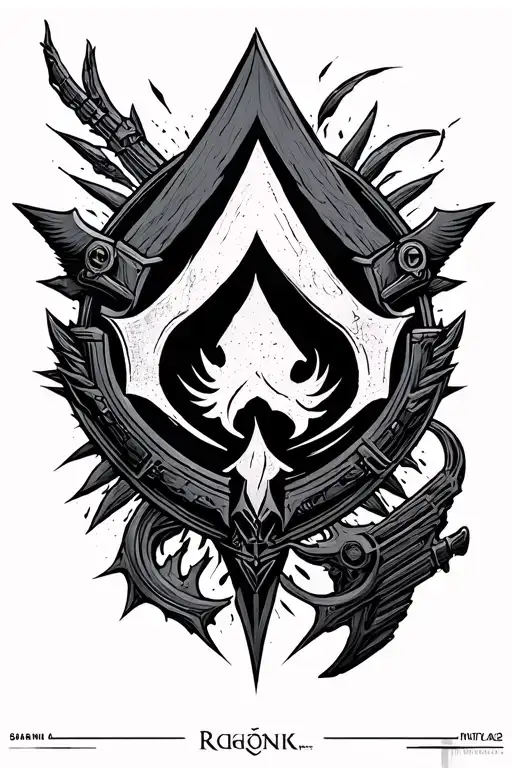 assassin's Creed insignia combined,god of war Ragnarok, skyrim we know,fallout 4 pipboy,  tattoo design idea