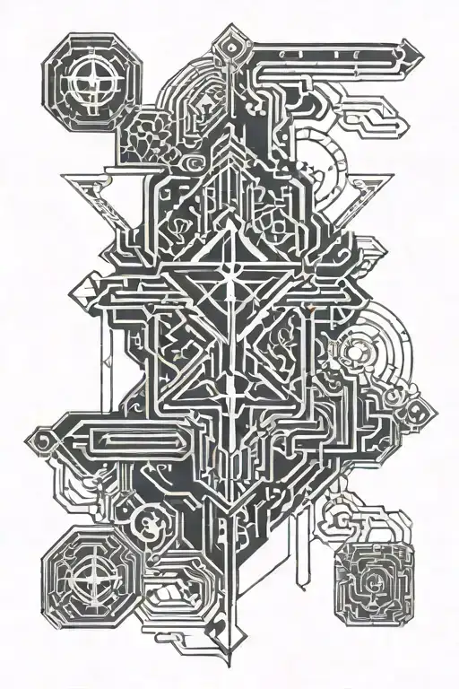 christian cyber sigilism (no crosses) tattoo design idea