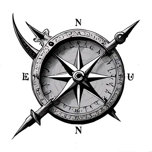 sextant compass Nordic tattoo design idea