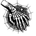 make a skeleton hand with a spider with a dollar sign on it and spider webs going through for a hand tattoo design tattoo design idea